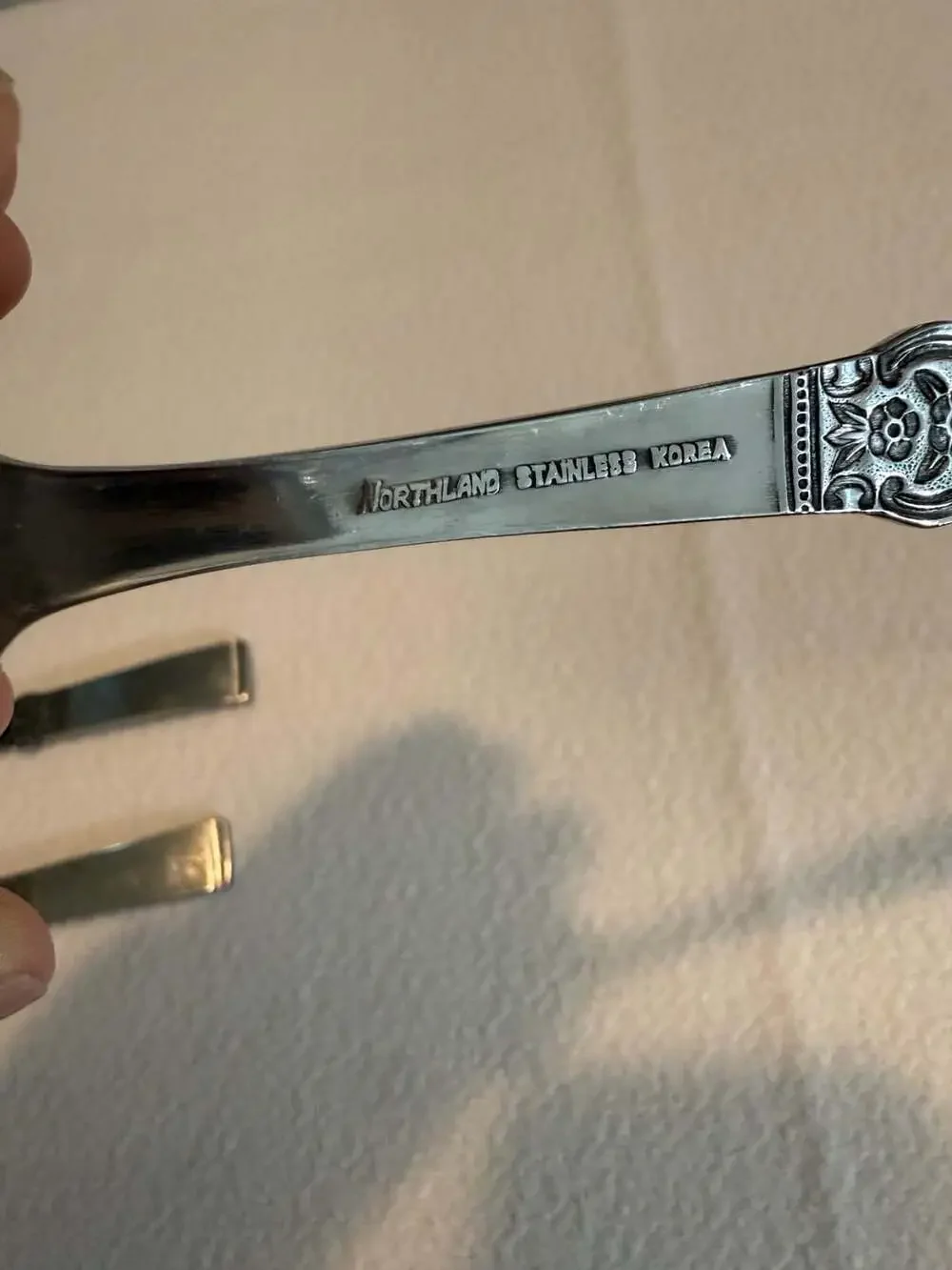 Vintage Northland Stainless Korea Serving Set Floral Scroll Pattern